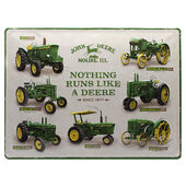 Targa metallica retro John Deere Model Chart Dimensioni: 40 x 30 cm