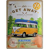 Plaque en métal rétro Minibus VW Let's Get Away, dimensions : 30x40cm