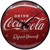 Retro Wallclock Coca-Cola Logo Red Refresh Yourself