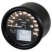 T&T elektronischer Tachometer 48mm, - 220 km/h