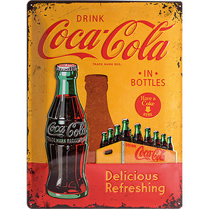 Retro Blechschild Coca Cola In Bottles Yellow Masse 30x40cm Kaufen