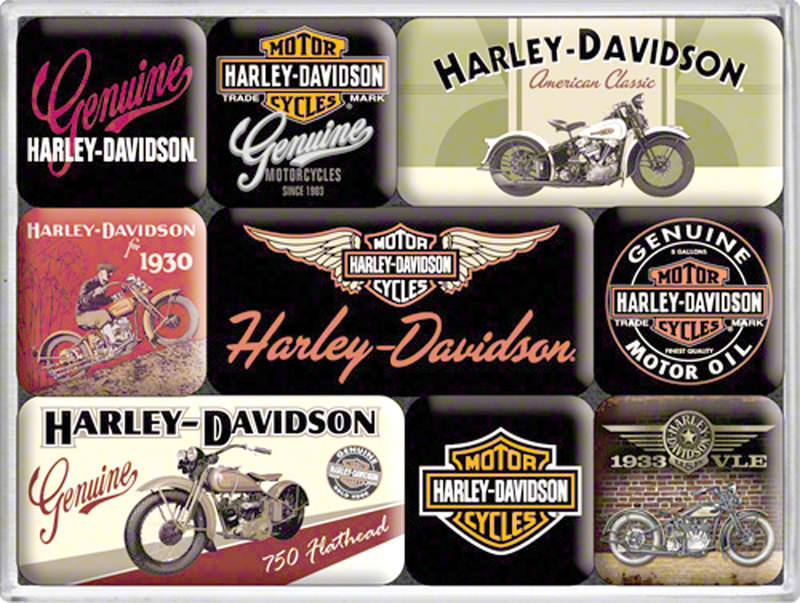 Harley Davidson Chart Magnet Set 9 tlg Poly Box Nostalgie Set NEU 